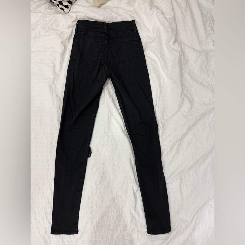 Topshop Black Denim Distressed Jamie Jeans